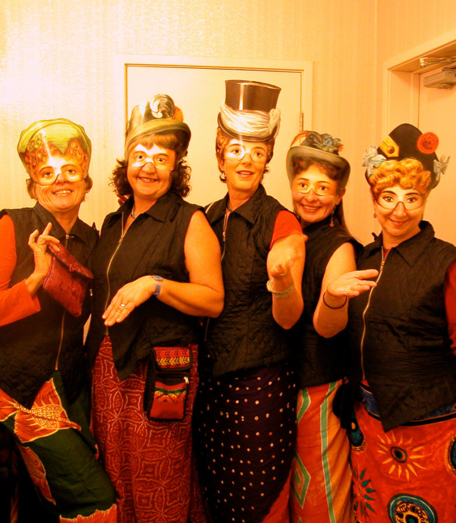 Karen and Performance Group in Costumes